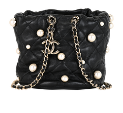 Mini Pearl Bucket Bag, Leather, Black, 31065230 (2021), DB, 3*